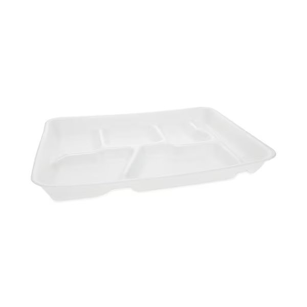 Lightweight Foam School Trays, 6-Comp, 8.5 x 11.5 x 1.25, White, PK500, Pactiv, Mfr#: 0TH10601SGBX